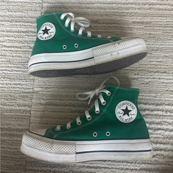 Converse Green and White High-Tops - Picture 2 of 5